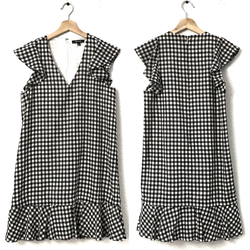 Madewell Gingham Flutter Sleeve Dress - Picture 3 of 8